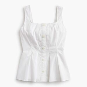 J.Crew Sleeveless Button-up Peplum Top White Squareneck CK740 Size 8 NWT